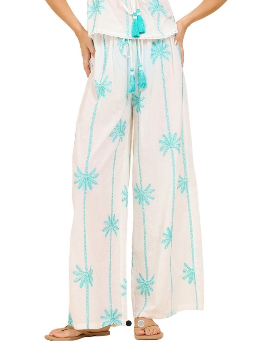 Surf Gypsy Striped Palm Embroidered Pant NWT